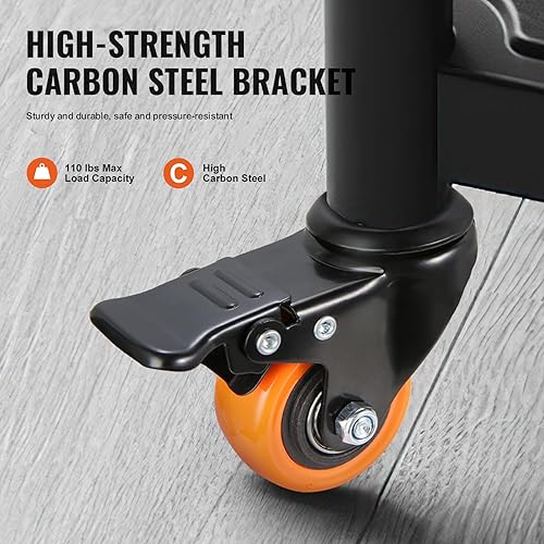 Miniatura 4 de VEVOR Ruedas giratorias, 2 pulgadas, juego de 4, capacidad de carga de 440 libras, ruedas de vástago roscado con freno de seguridad de doble