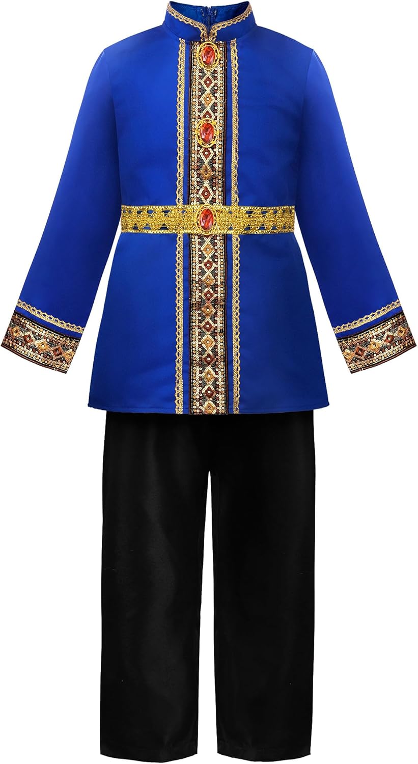 Vista 2 de ReliBeauty Disfraz de rey para niños y niñas con bata y corona de rey