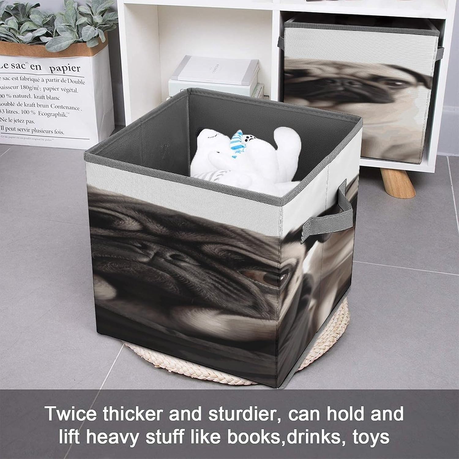 Funny Animal Pug Dog Storage Bins Storage Baskets image 3