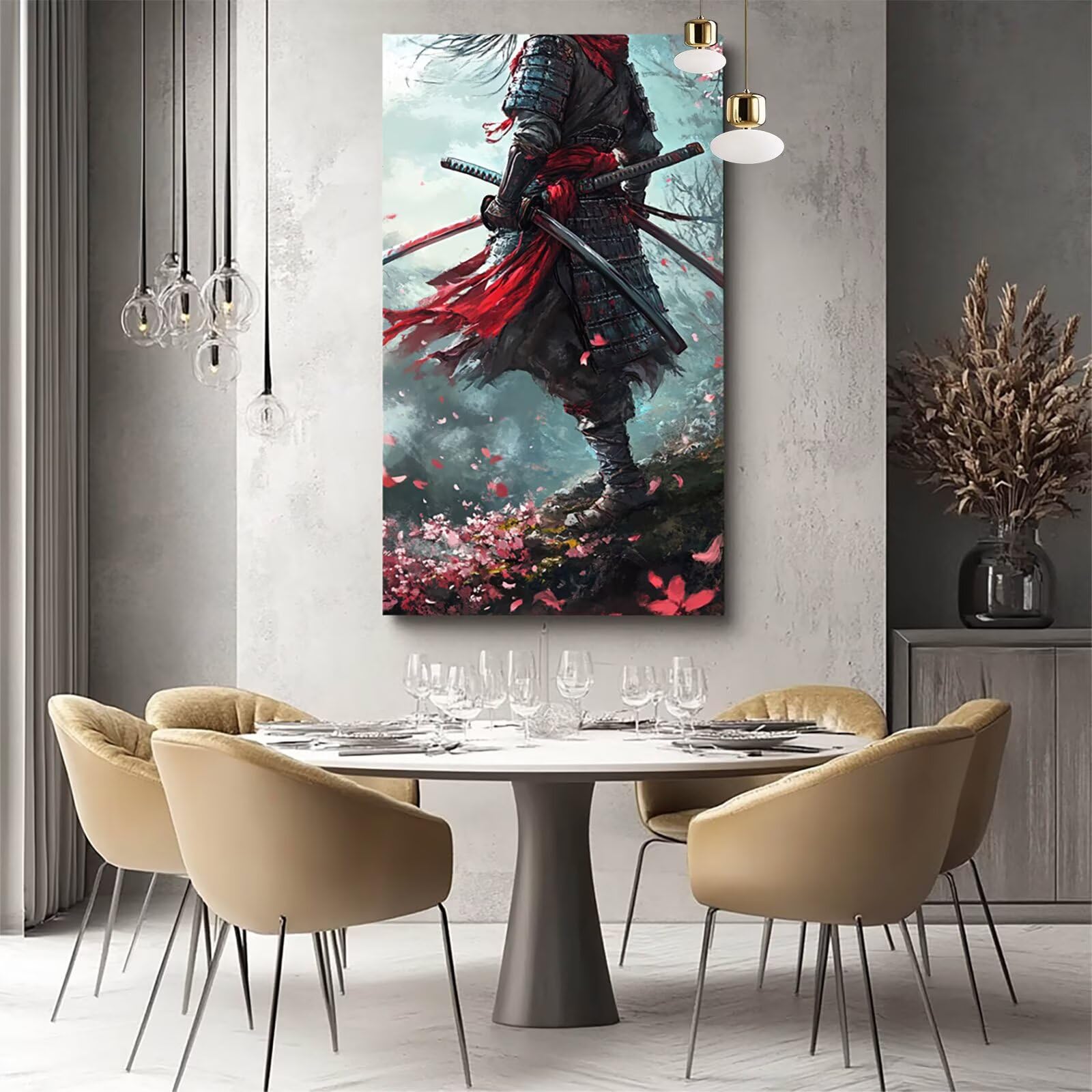 Malowanie po numerach, dla dorosłych i dzieci, japoński samuraj, malowanie po numerach na płótnie z akrylem i pędzlami, 61 x 122 cm, kompletny zestaw do malowania olejnego na płótnie kwiatowym, hobby