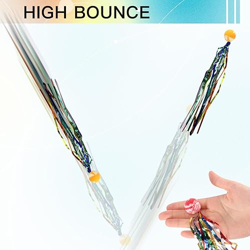 Miniatura 4 de Pllieay 50 bolas de cometa, bolas inflables de colores surtidos con serpentinas coloridas, bolas de goma para recuerdos de fiesta de niños, premios,