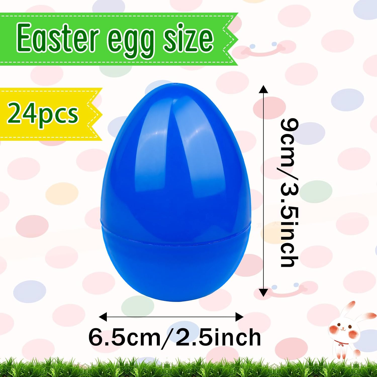 24 Pack Plastic Easter Eggs Large 3.5 Inch Empty Eggs Bulk Fillable for Easter Theme Party Favor Basket Stuffers Holiday Decoration (Blue)