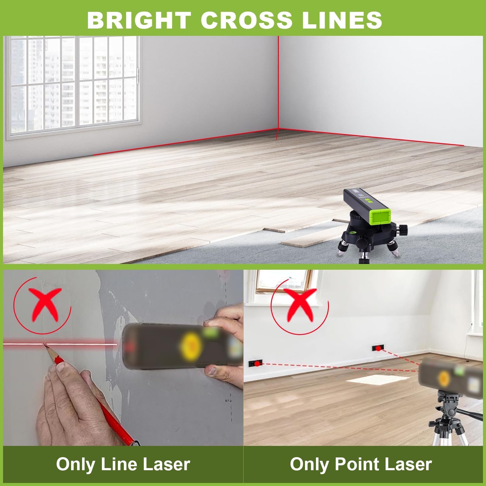 Laser Level with 90°/180° Bubbles and Magnetic