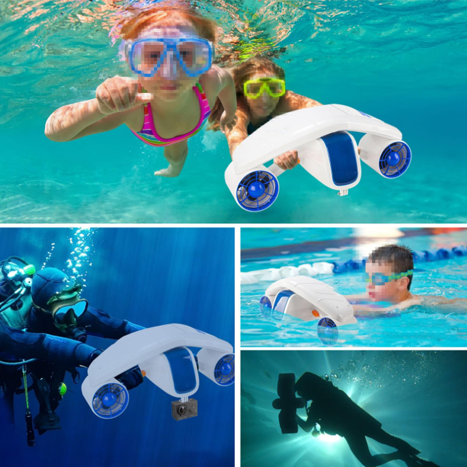 Scooter Submarino, con Pantalla De 2,8 Pulgadas, Soporte para Cámara De Acción, Resistente Al Agua hasta 20M, Autonomía De 60 Minutos para Aventuras De Buceo con Esnórquel
