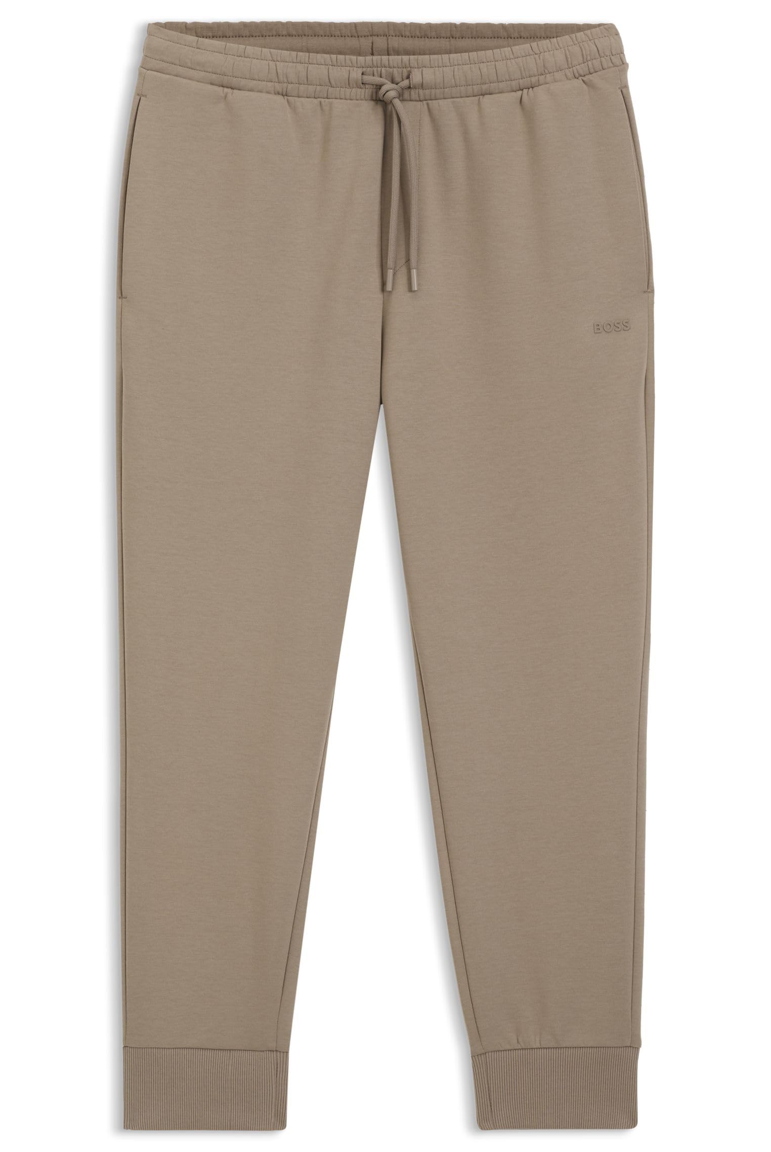 BOSS Mens Hadiko Stretch-Cotton Tracksuit Bottoms with Logo Detail