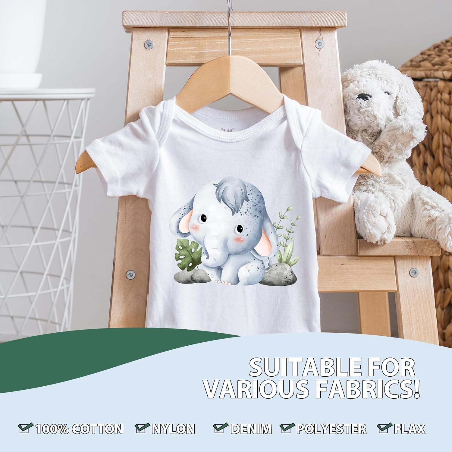 26pcs Forest Animal Iron On Transfers - DTF Transfers Ready to Press, Cute Iron on Decals Stickers for Baby Bodysuit, Heat Transfer Vinyl for Baby Onesie Bibs Decorating Kit