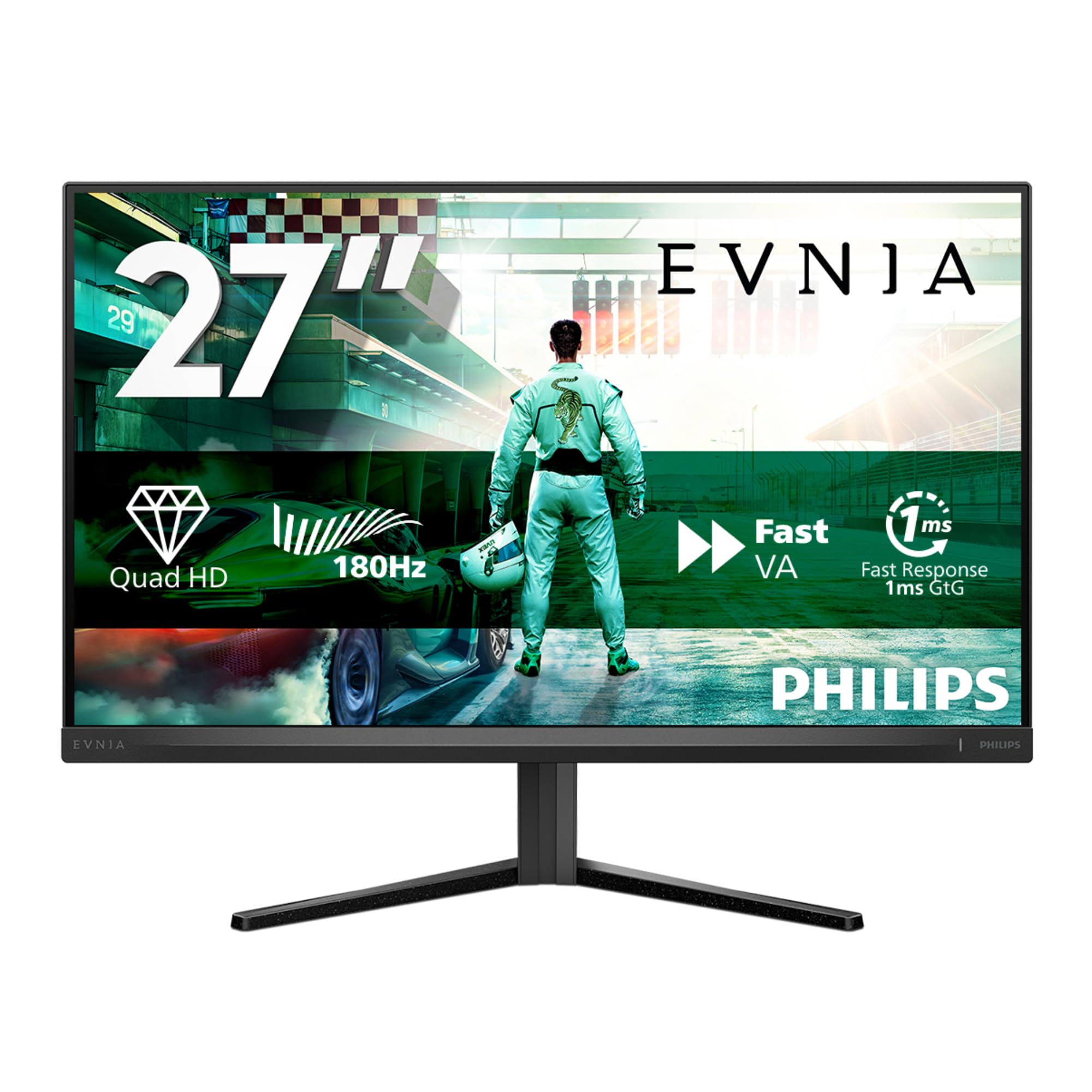 PHILIPS Evnia 27M2N3500NL - 27-calowy monitor gamingowy QHD, 180 Hz, 1 ms, FreeSync Prem (2560 x 1440, DisplayPort, HDMI) czarny/szary