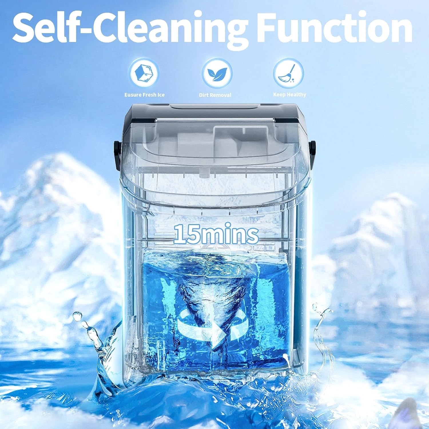 Nugget Countertop Ice Maker with Soft Chewable Pellet Ice, Pebble Portable Ice Machine, 34Lbs/24H, Self-Cleaning, Sonic Ice Maker, One Button Operation, for Kitchen,Office Stainless Steel Silver on Fridge.com