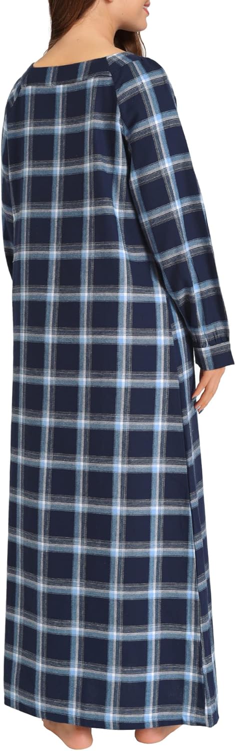 Latuza Women's Long Sleeves Cotton Flannel Nightgown