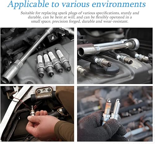 Miniatura 7 de AUCELI - Llave magnética para bujías, juego de llave de bujía giratoria de pared delgada de 16 mm, herramienta de extracción de 3.8 pulgadas con