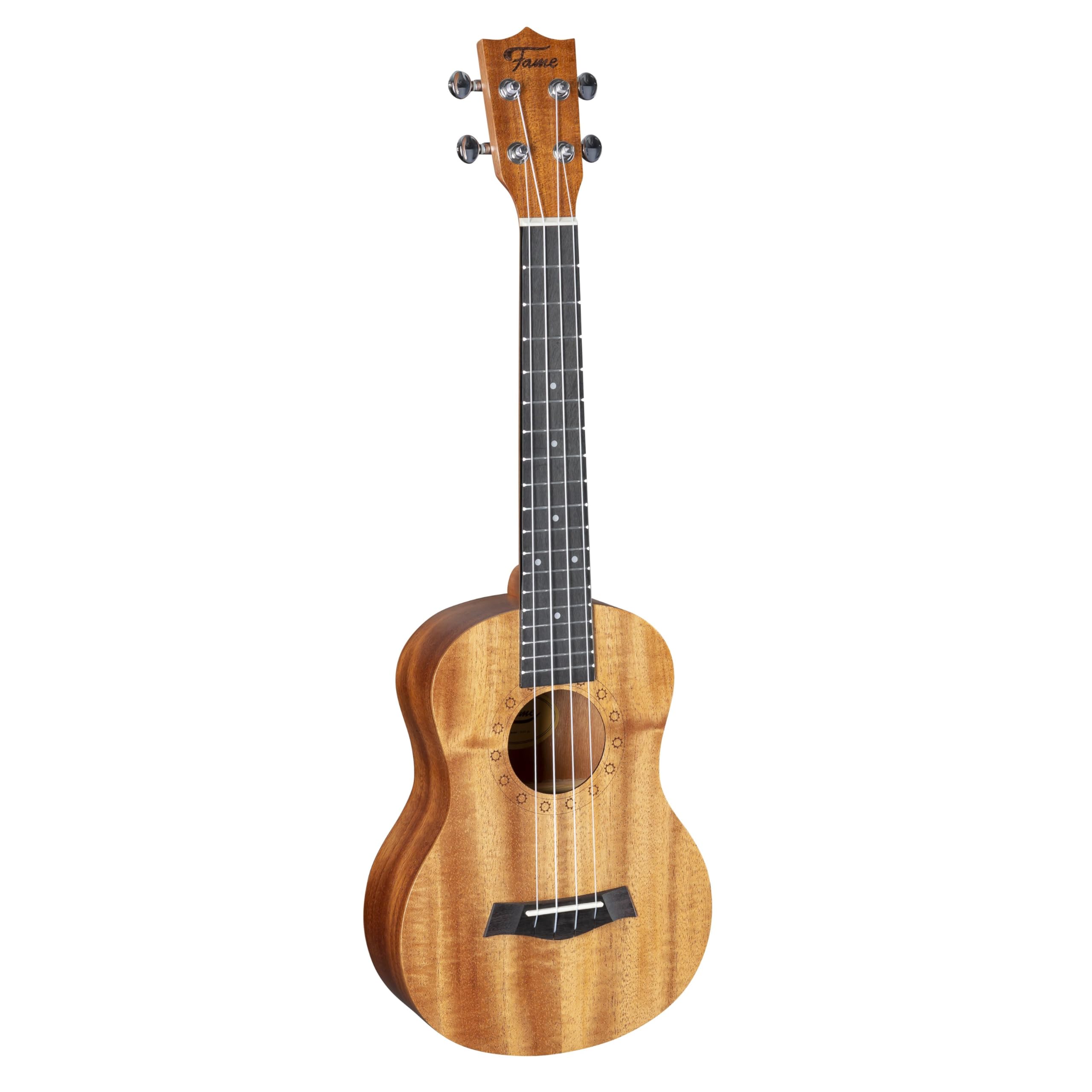 Fame Tenor Ukulele aus Mahagoni, Kraftvoller Sound, Warme Bassfrequenzen, Angenehmer Spielkomfort, Präzises Stimmen, Mattlackierung