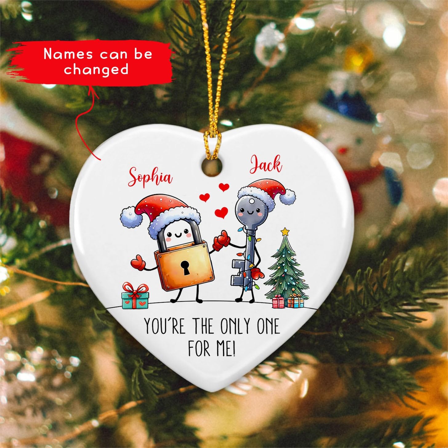 Personalized Custom Couple Name And Date Wedding Ceramic Ornament