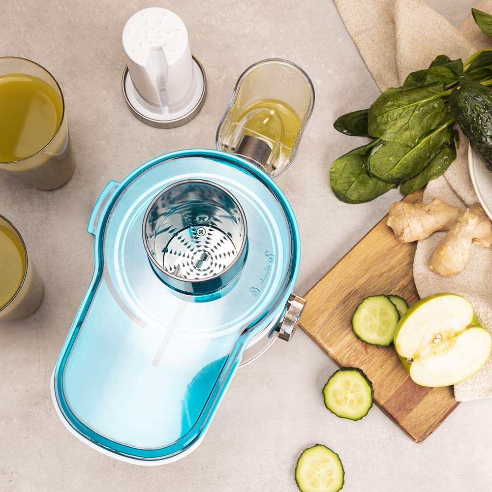 Cecotec Centrifugeuse Juice&Fresh 400 Titan White. 400 W, Vitesse 20000 tr/min, Réservoir de pulpe avec 1L, 2 Vitesses, Disque revêtu en titane noir, Bol pour le jus de 350 ml.