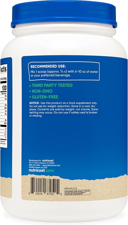 Nutricost Organic Pea Protein Isolate Powder (2LBS) Unflavored
