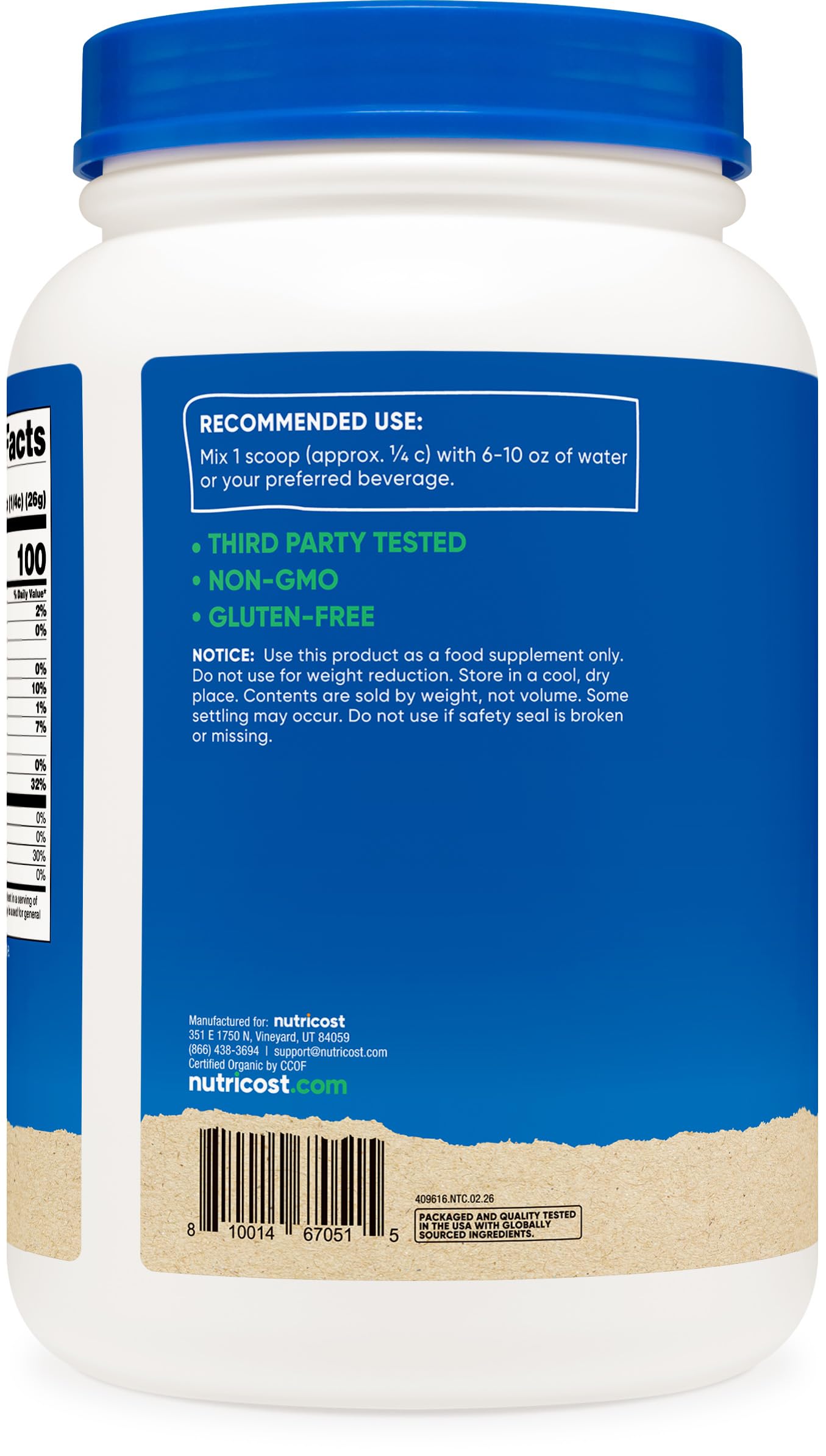 Nutricost Organic Pea Protein Isolate Powder (2LBS) Unflavored — Amazon image 4