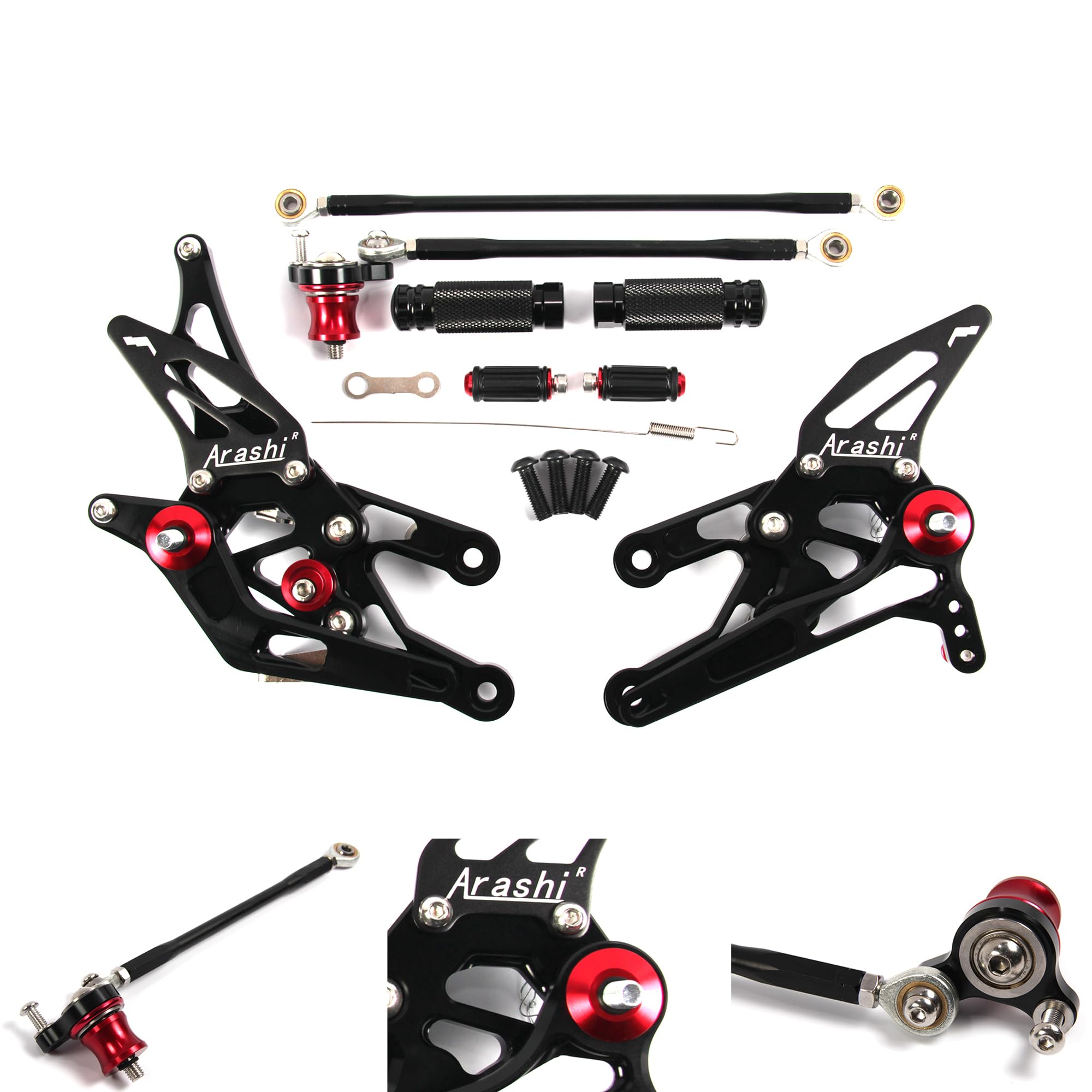 Pedane poggiapiedi regolabili per moto per Honda CBR1000RR 2004-2007/CBR600RR 2003-2005 2006, 1 set nero CBR 600 1000 RR CBR600 CBR1000 600RR 1000 000RR
