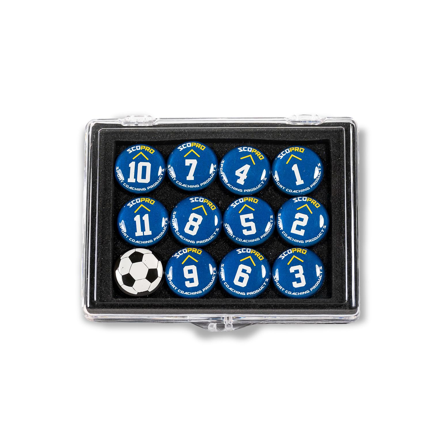 SCOPRO Soccer Coaching Magnets, Numbered Magnetic Player Markers for Soccer Coaching Board and Dry Erase Board Training, Navy