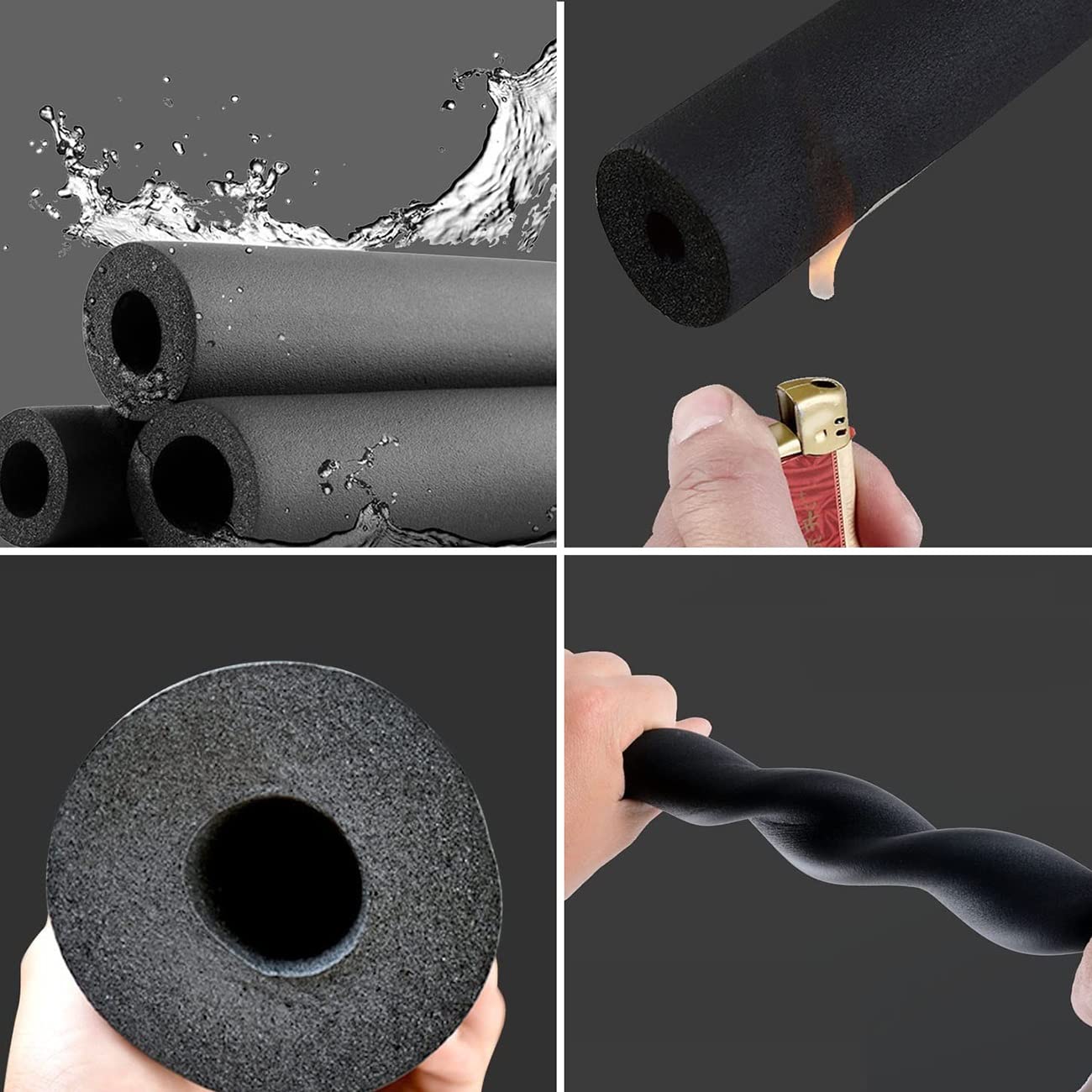 Espuma aislante for tuberías, aislamiento de tubulares caucho, tubo anticongelante retardante, diámetro exterior 15 mm, longitud 1,9 m(60mm)