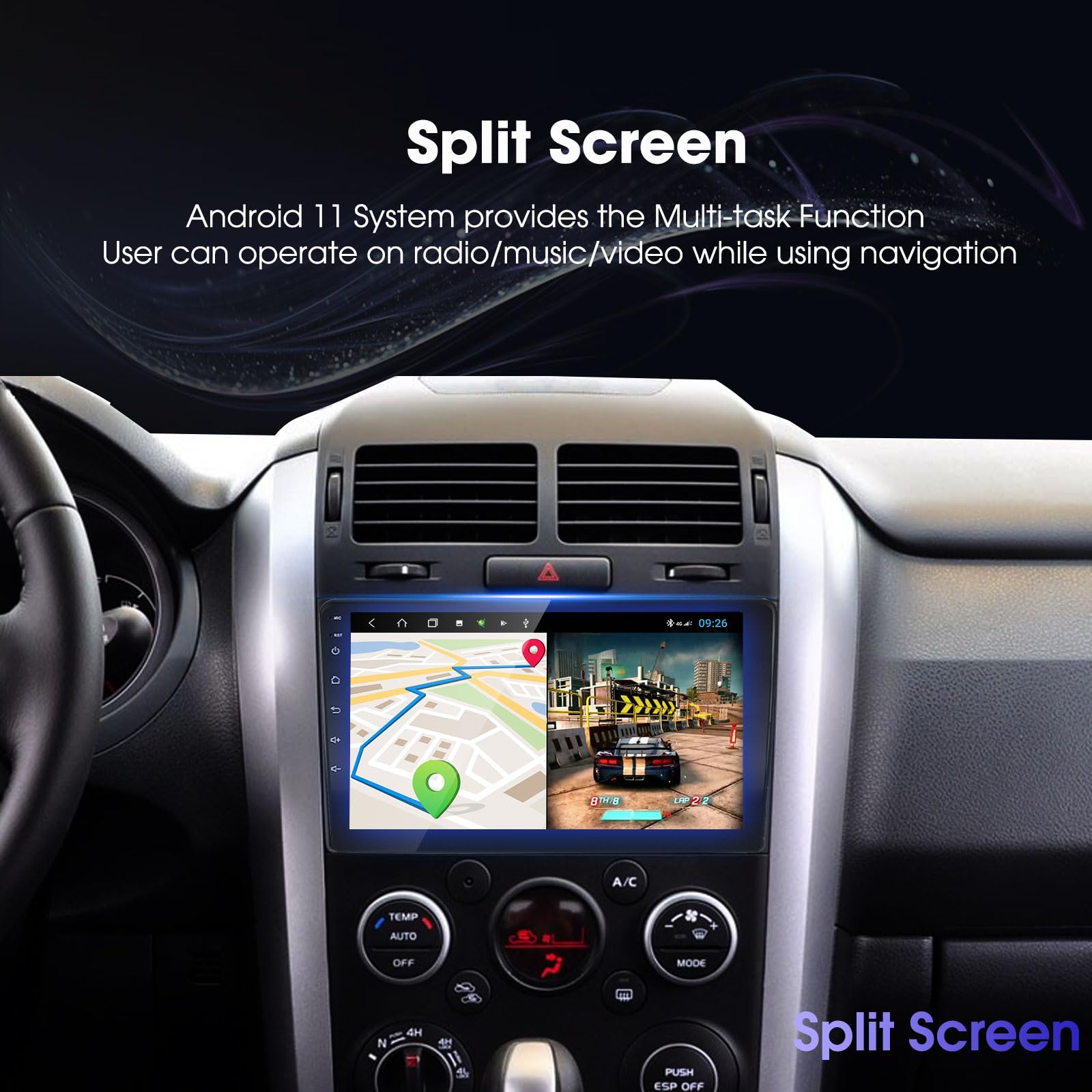 Ezonetronics Android 10.1 radio samochodowe stereo do Suzuki Grand Vitara 2006-2013 9-calowy ekran dotykowy wysokiej rozdzielczości nawigacja GPS Bluetooth USB WIFI AM FM RDS lustro link odtwarzacz 2G