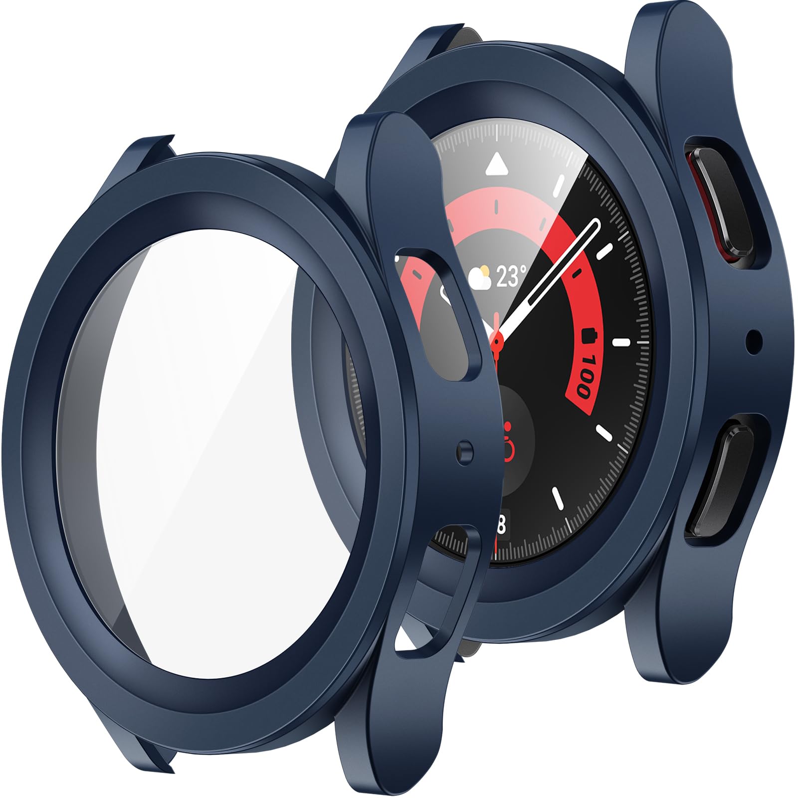 ZZDZZ [2 Pack] Compatible with Samsung Galaxy Watch 5 Pro Screen Protector Case 45mm, Ultra-Thin Hard PC Bumper Protective Cover for Galaxy Watch 45mm