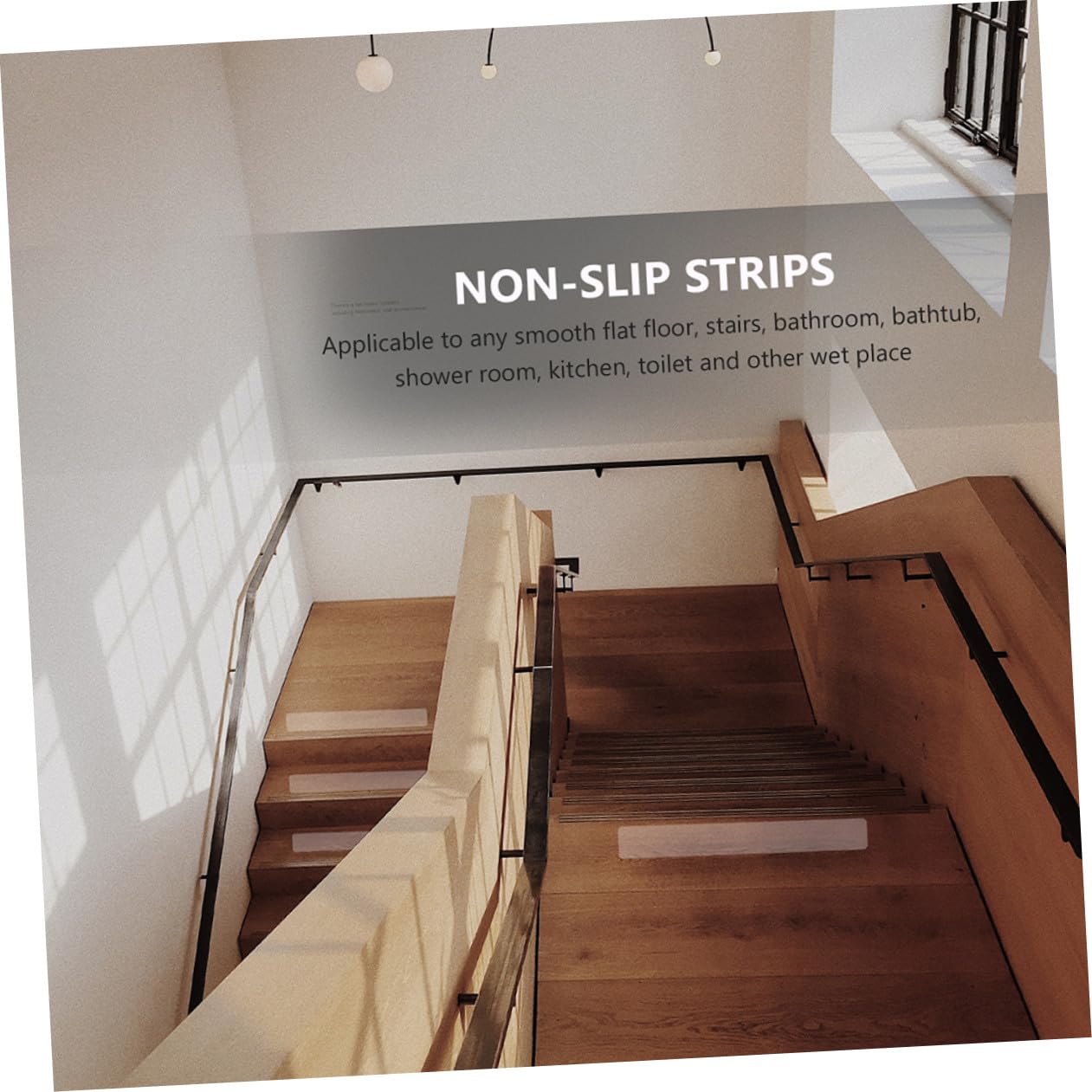 Zerodeko Tiras Antideslizantes Transparentes Uso Prolongado Certificadas, Adhesivas, Resistentes al Desgaste Pack 10 Unidades para Escaleras y Ducha para Baño y Escaleras