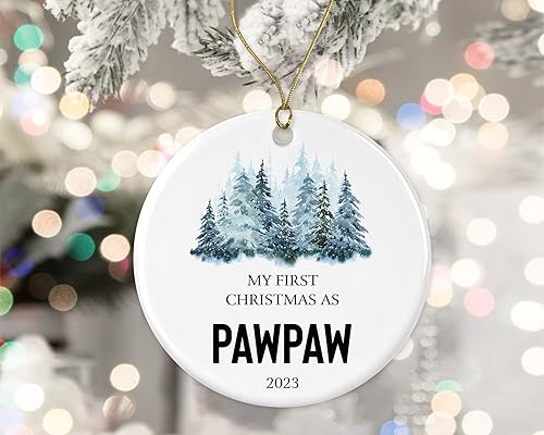 Miniatura 2 de My First Christmas As Pawpaw 2023 Adorno redondo para árbol de Navidad, regalos para papaya, recuerdo de nietos, adorno de árbol de Navidad de