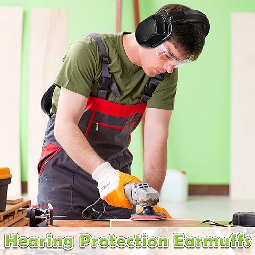 Miniatura 6 de Paquete de 4 orejeras de seguridad NRR de 28 dB, plegables, reducción de ruido, protección de oídos de seguridad para adultos con cancelación de