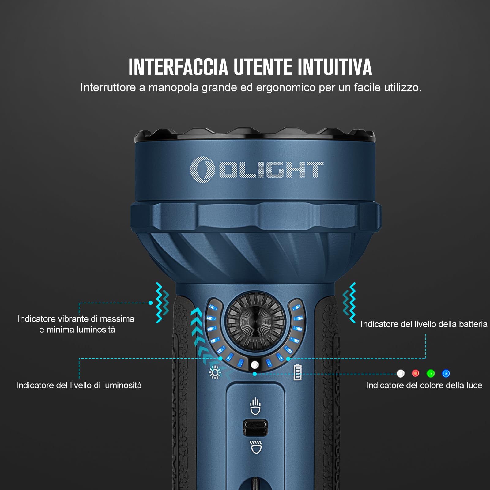 OLIGHT Marauder Mini Torcia Professional Power LED, Max 7000 Lumen, Impermeabile IPX8,5 Modalità, Proiettore, Riflettori e Torcia LED RGB USB Ricaricabile ad Alta Potenza per Escursioni, Campeggio
