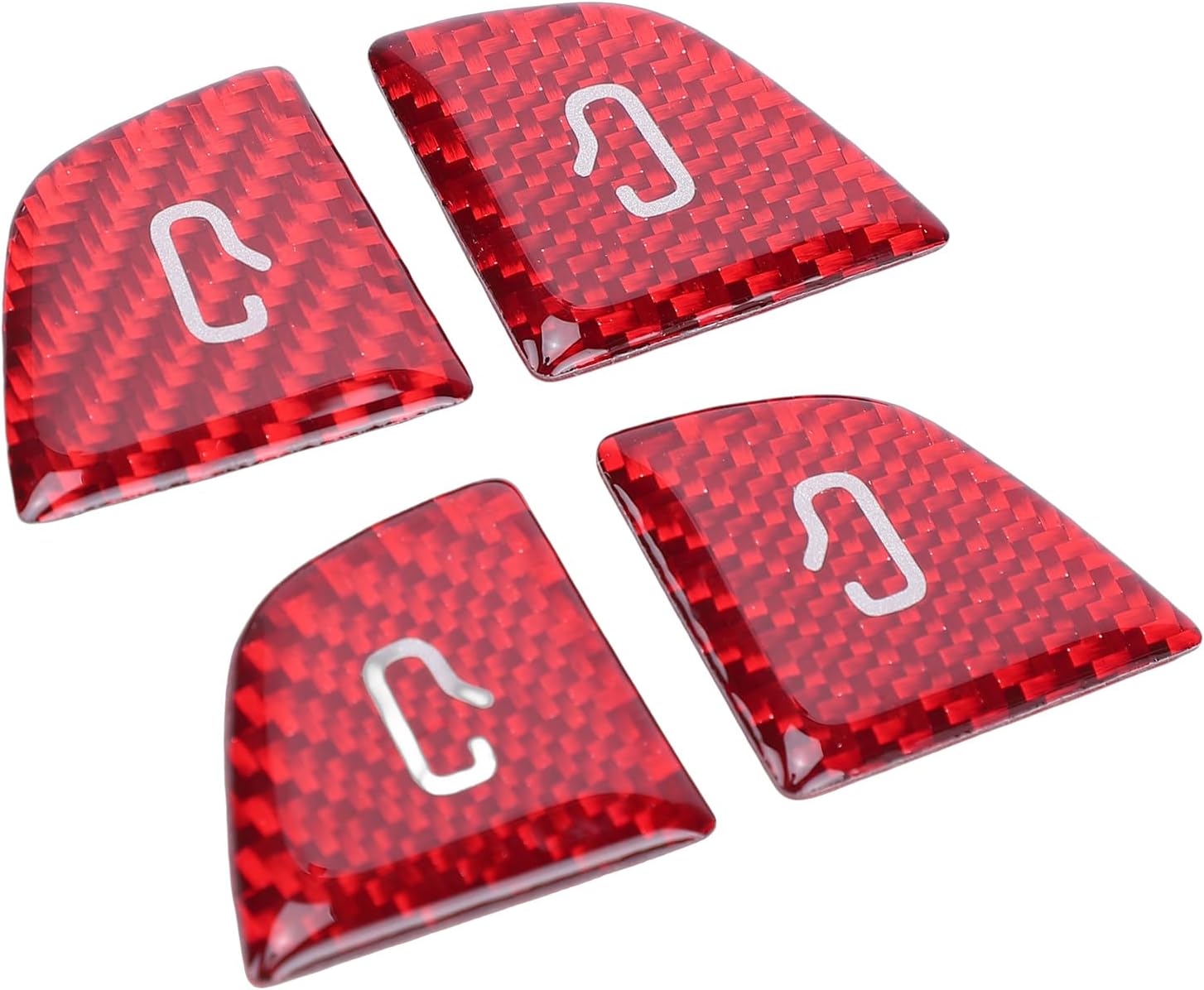 SIXRUN 4PCS Door Switch Button Panel Cover, Red Carbon Fiber Interior Trim for M3 Y 2021-2024, Easy Installation, Stylish Upgrade, Functional Fit