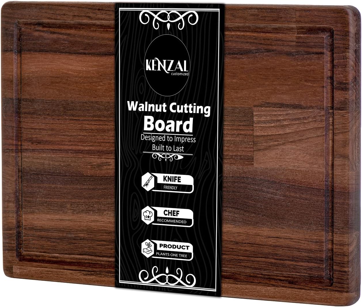 Walnut Wood Cutting Boards for Kitchen, Heavy Duty for chopping with Juice Groove, for Meat(Butcher Block), Cheese and Vegetables 13 x 10 Inches