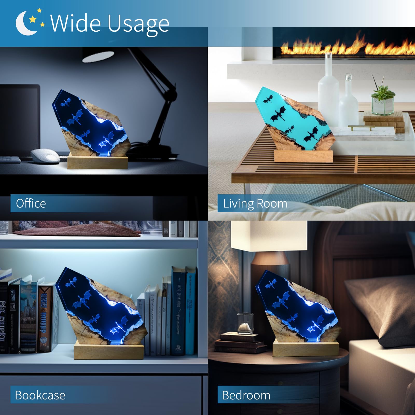 Drachen-Lampe aus Harz, handgefertigt, Heimdekoration, Nachttisch-Nachtlicht, einzigartige Harz-Beleuchtung, Nachttisch-Dekorationen für Schlafzimmer, geeignet für Feiertage