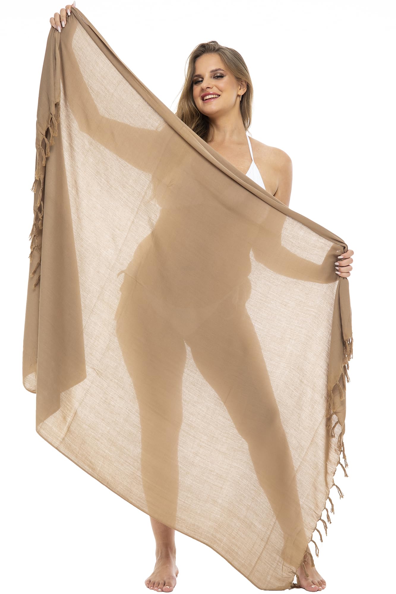 Back From Bali Damen Sarong-Badeanzug, Übergröße, massives Strandkleid mit Kokosnuss-Clip