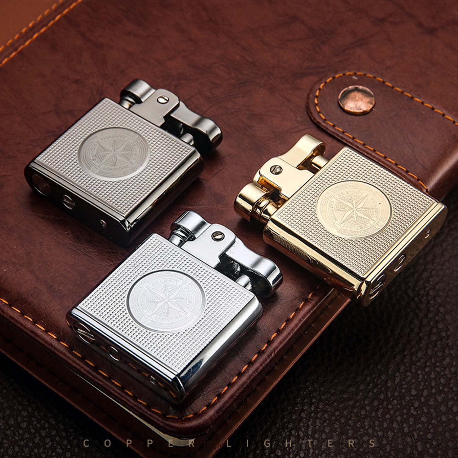 Briquet de Tranchée Antique Briquet Traditionnel en Coton Kérosène pour Homme Papa Mari (Carburant Non Inclus)