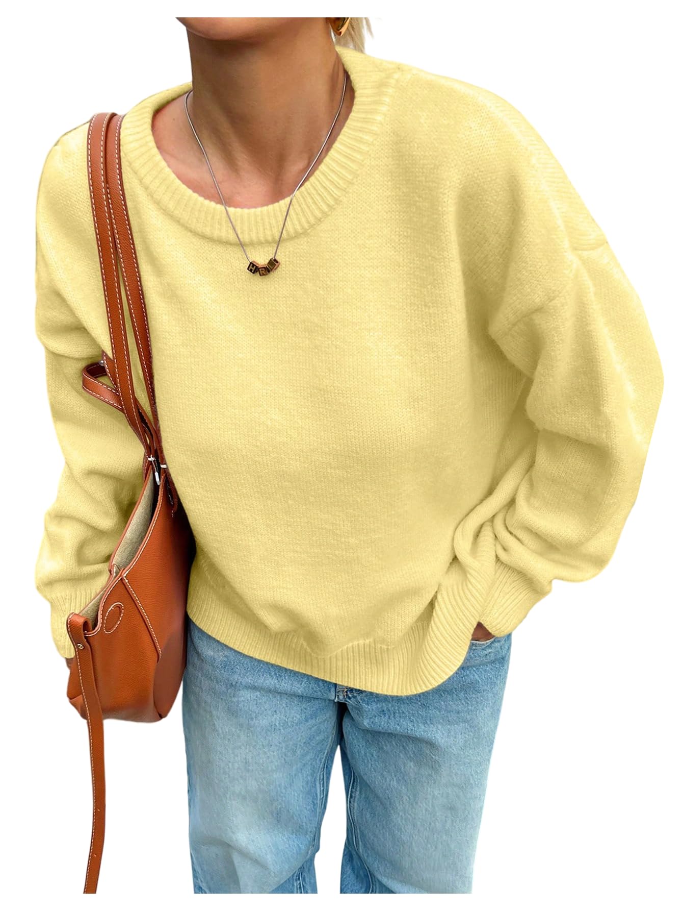 SOLY HUX Womens Oversized Sweater Long Sleeve Crewneck Cute Pullover Knit Tops Casual Trendy Fall Winter Clothing