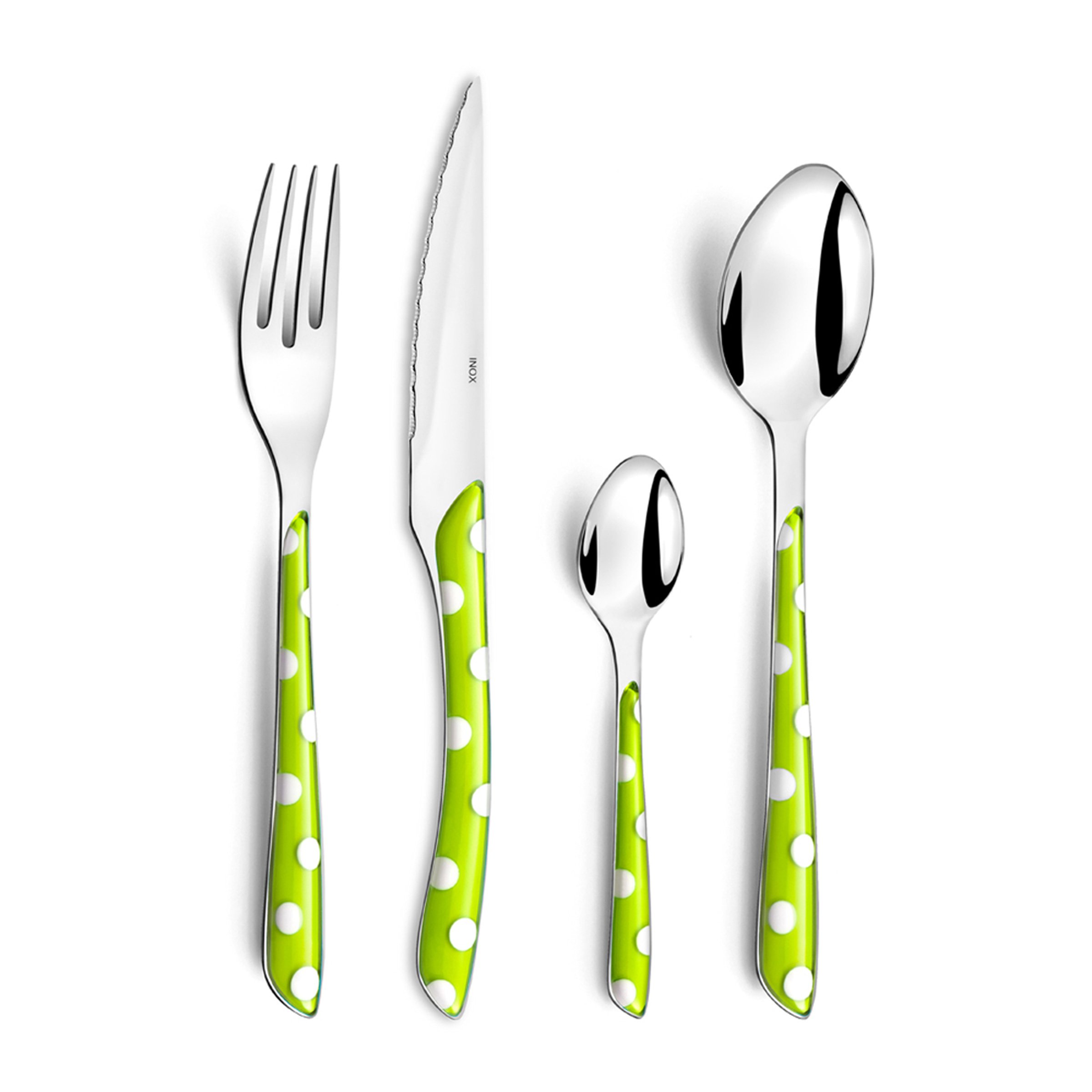 Amefa 2234AGPA10D01 Eclat Couverts de table/valisette 6 personnes Acier Inoxydable/Bi-Injection Abs+San Vert 14 x 7,5 x 24,5 cm