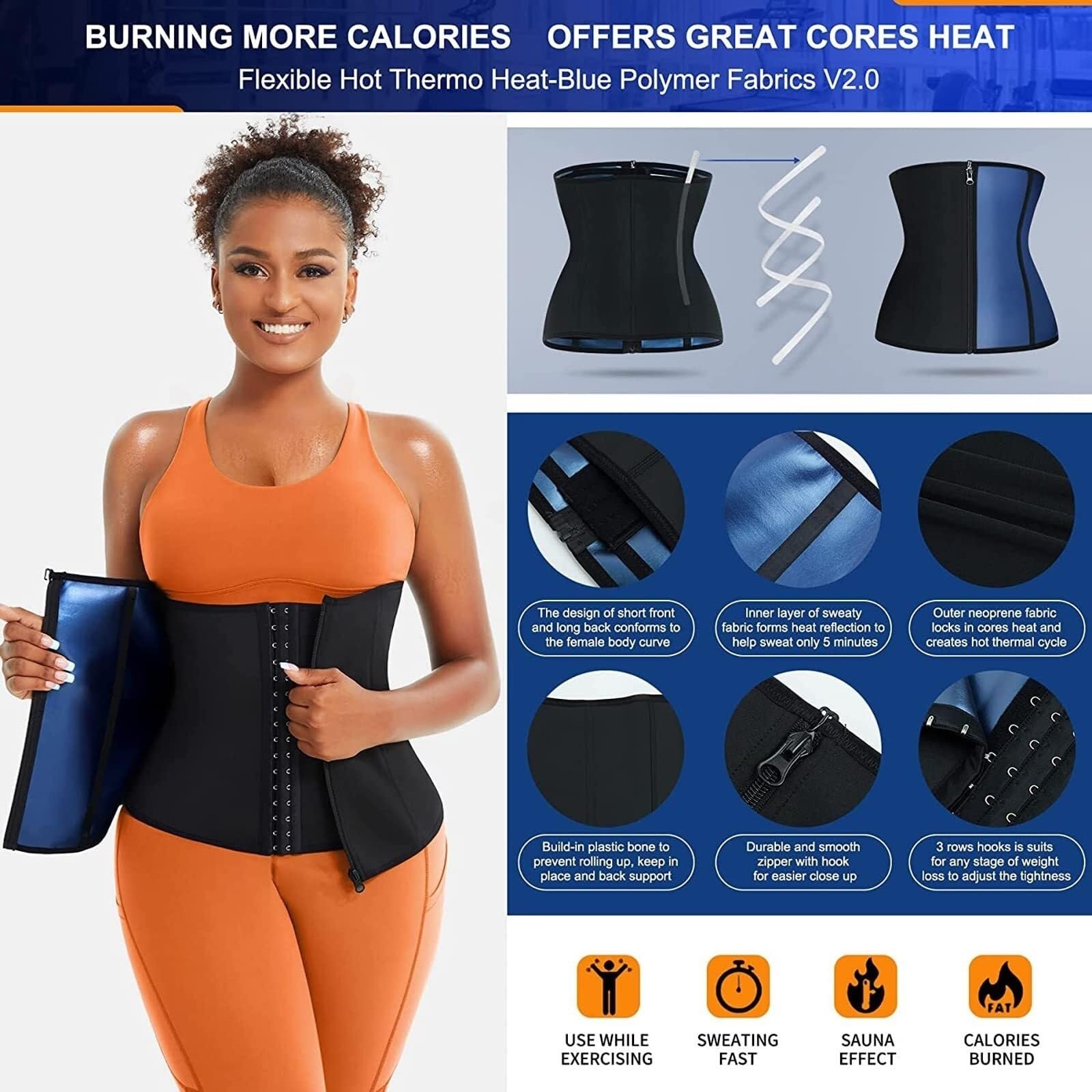 LYGXWJFC Supporto per la Schiena Cintura per Allenamento Trimmer Corsetto Perdita di Peso Avvolgimento della Pancia Cintura da Allenamento Cintura di Supporto per Fascia Addominale (Blu, L)