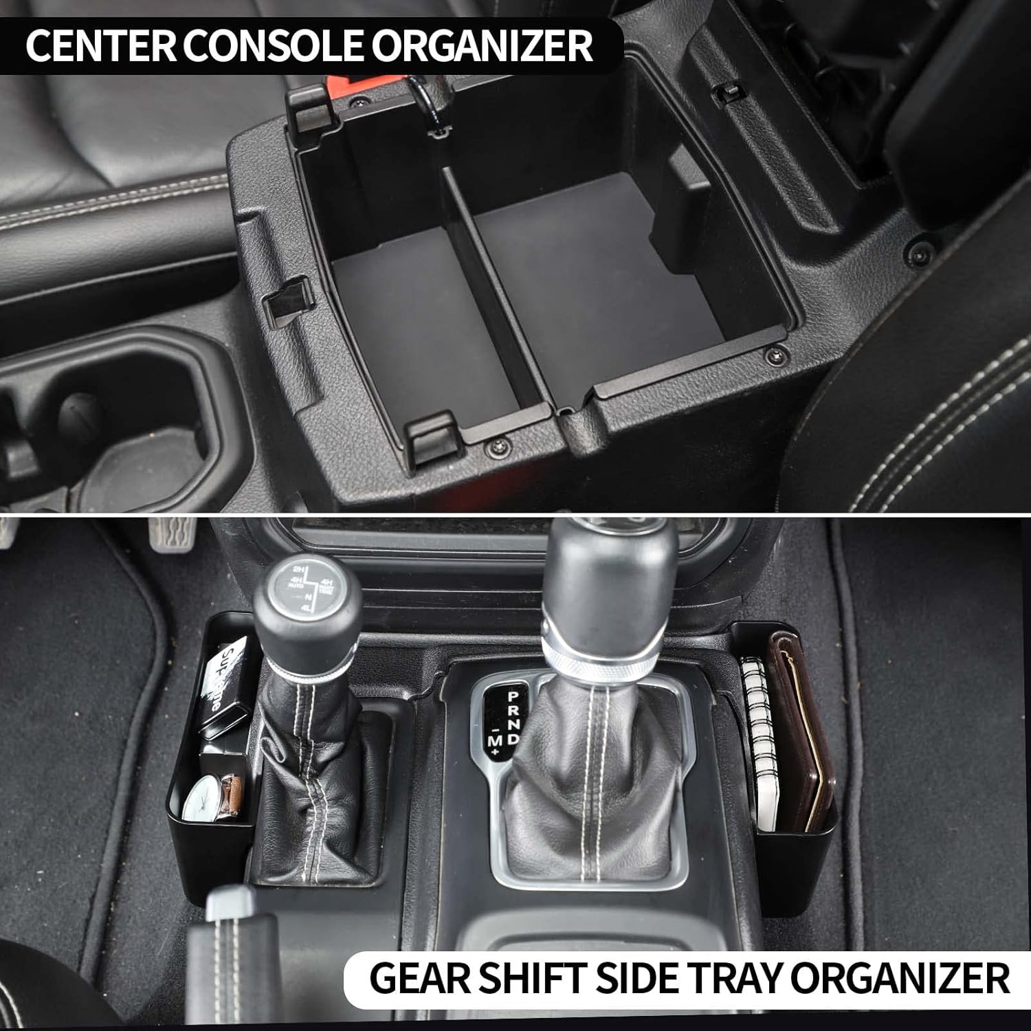 CheroCar Center Console Organizer Gear Shift Side Tray Organizer Hanging Armrest Storage Box,Co-Pilot Organizer Compatible with 2018-2022 Jeep Wrangler JL JLU, Gladiator JT Accessories