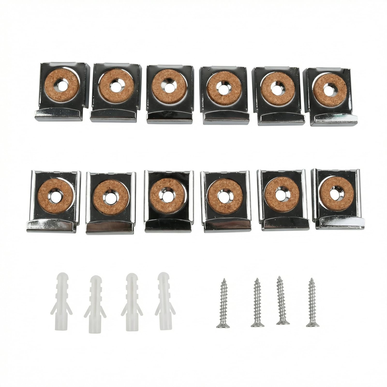 Solvio Silver 12Pcs Frameless Mirror Fixings, Stainless Steel Mirror Brackets With Spring Loaded Clips, Heavy Duty Mirror Wall Fixings For Bathroom, Toilet And Home Decoration (Silver)