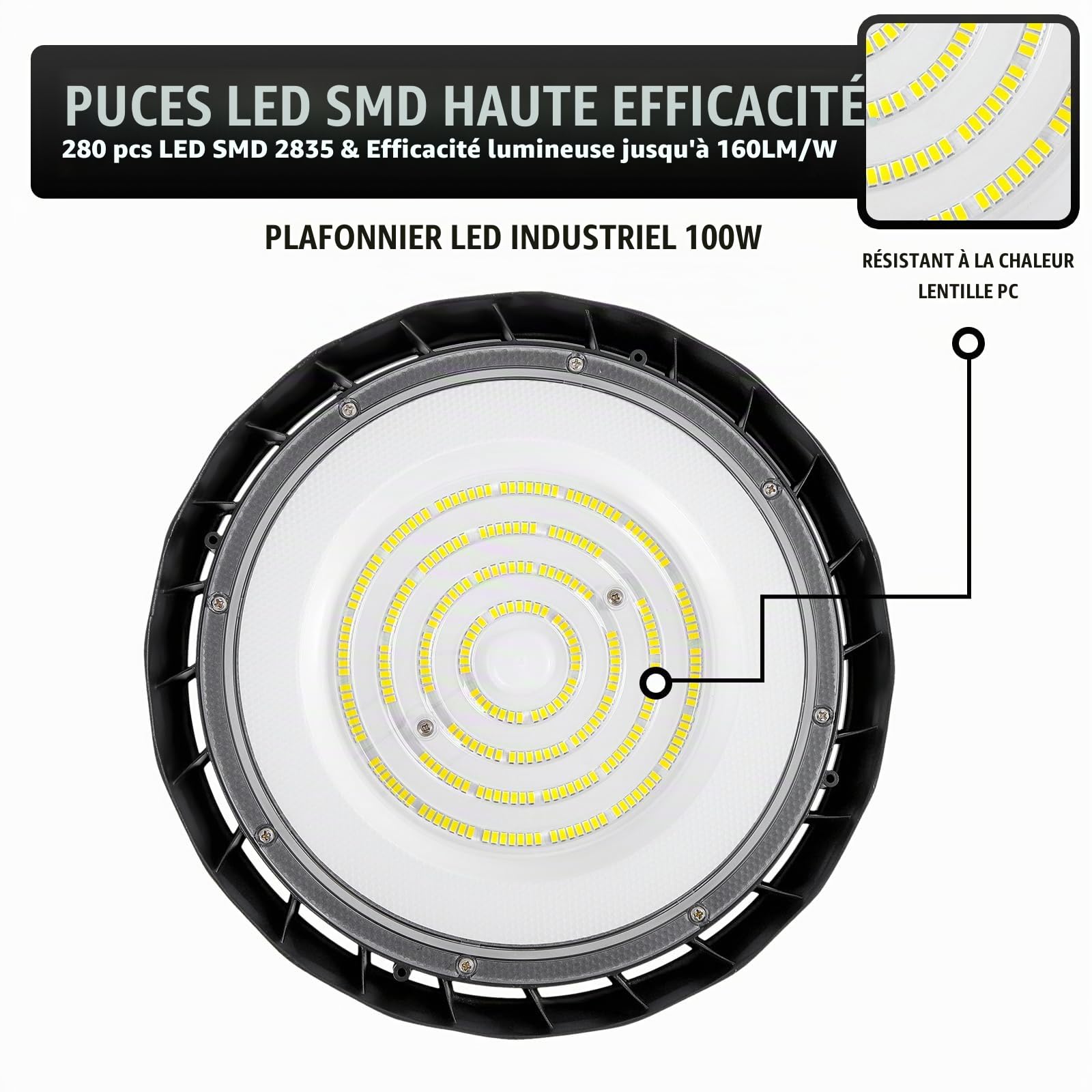 Lampe de Salle Résistante à l'Eau, 100W