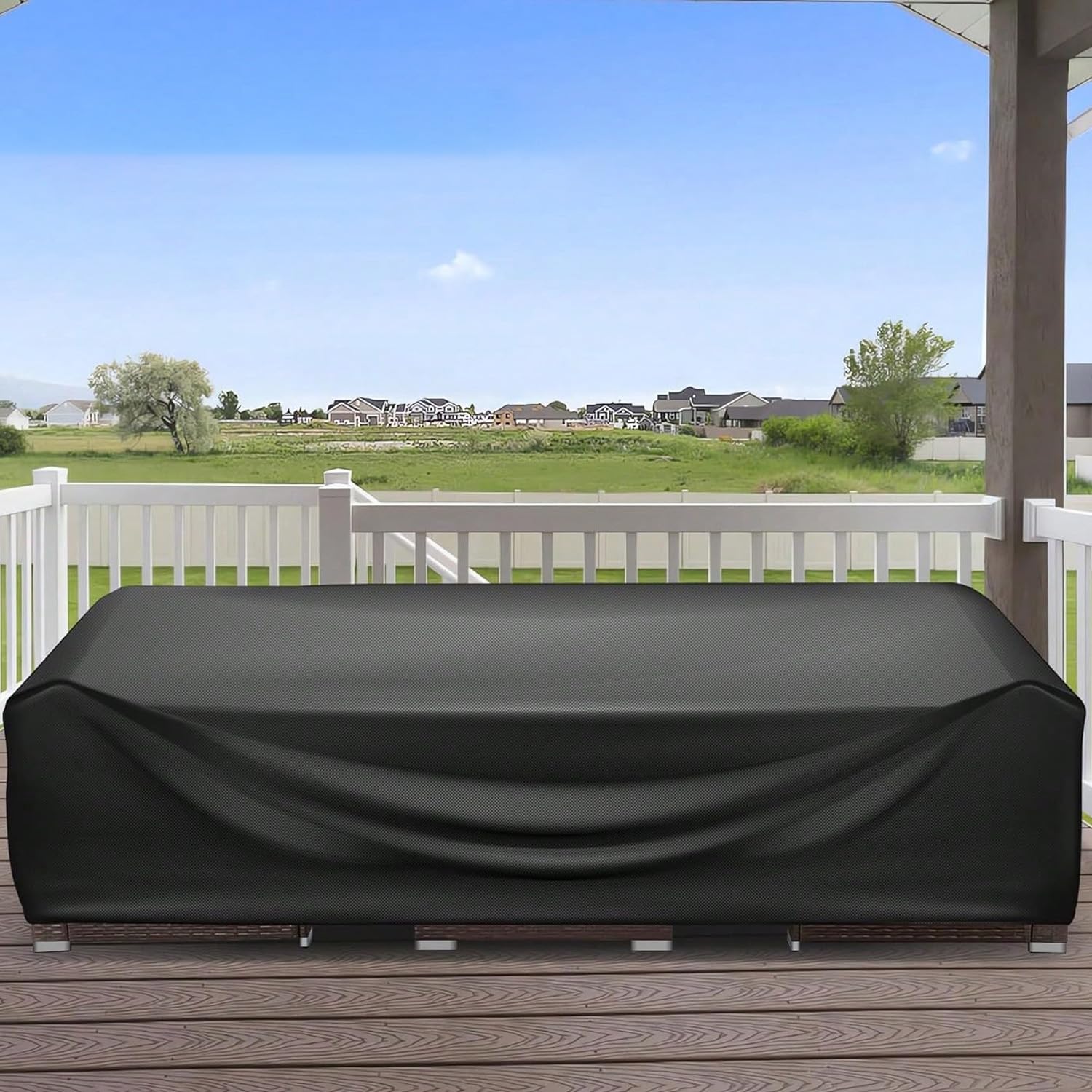 HNKDKJ Copertura per Mobili da Giardino 250x100x54cm/LxPxA Copertura Tavolo Esterno Impermeabile Telo Oxford Resistente Allo Strappo Resistente Allo Strappo Quadrato/Rettangolare, Nero