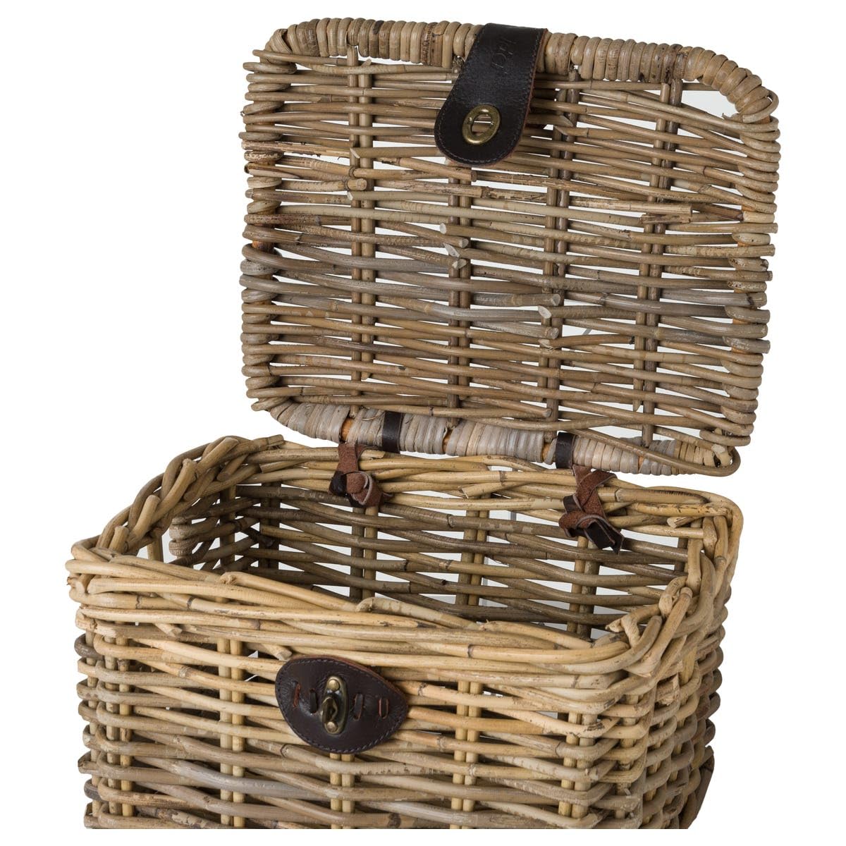 FAST RIDER Junior Fahrradkorb Vorne für Kinderfahrrad, 8L Fahrrad Korb für Schulranzen, Bike Basket mit Deckel, Ergonomisch, Modisch, Schutz vor Regen, Handgemacht - Rattan Beige
