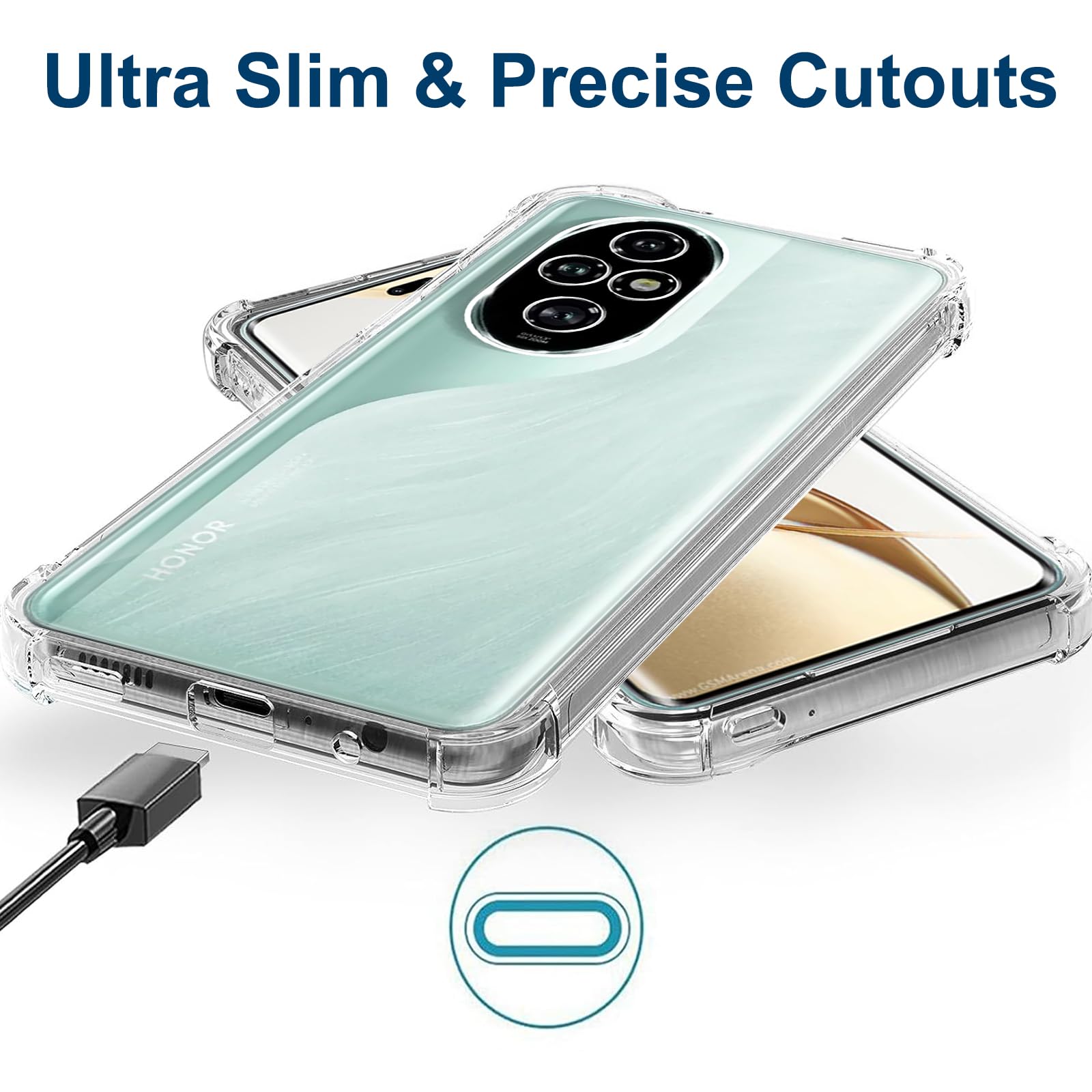 CAUHENYEE Trasparente Custodia per Honor 200 Smart 5G Cover, con 1 Pezzi Schermo in Vetro Temperato, Cover Sottile e Morbida in TPU Trasparente, AntiGraffio, Antiurto
