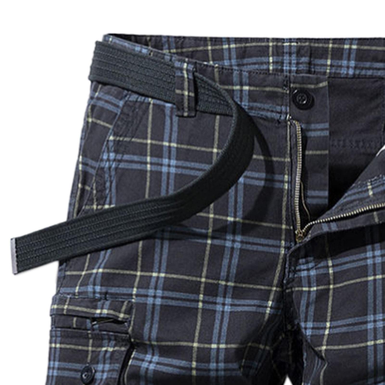 Pantalones cortos cargo para hombre, con estampado a cuadros, pantalones cortos de trabajo casuales de verano, pantalones cortos de estilo urbano, pantalones capri casuales hasta la rodilla
