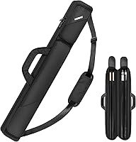 PEKREWS 2x2 Pool Cue Case - Durable Waterproof Polyester Bag Holds 2 Sticks, Adjustable Strap, Padded Accessory Pockets for Billiards