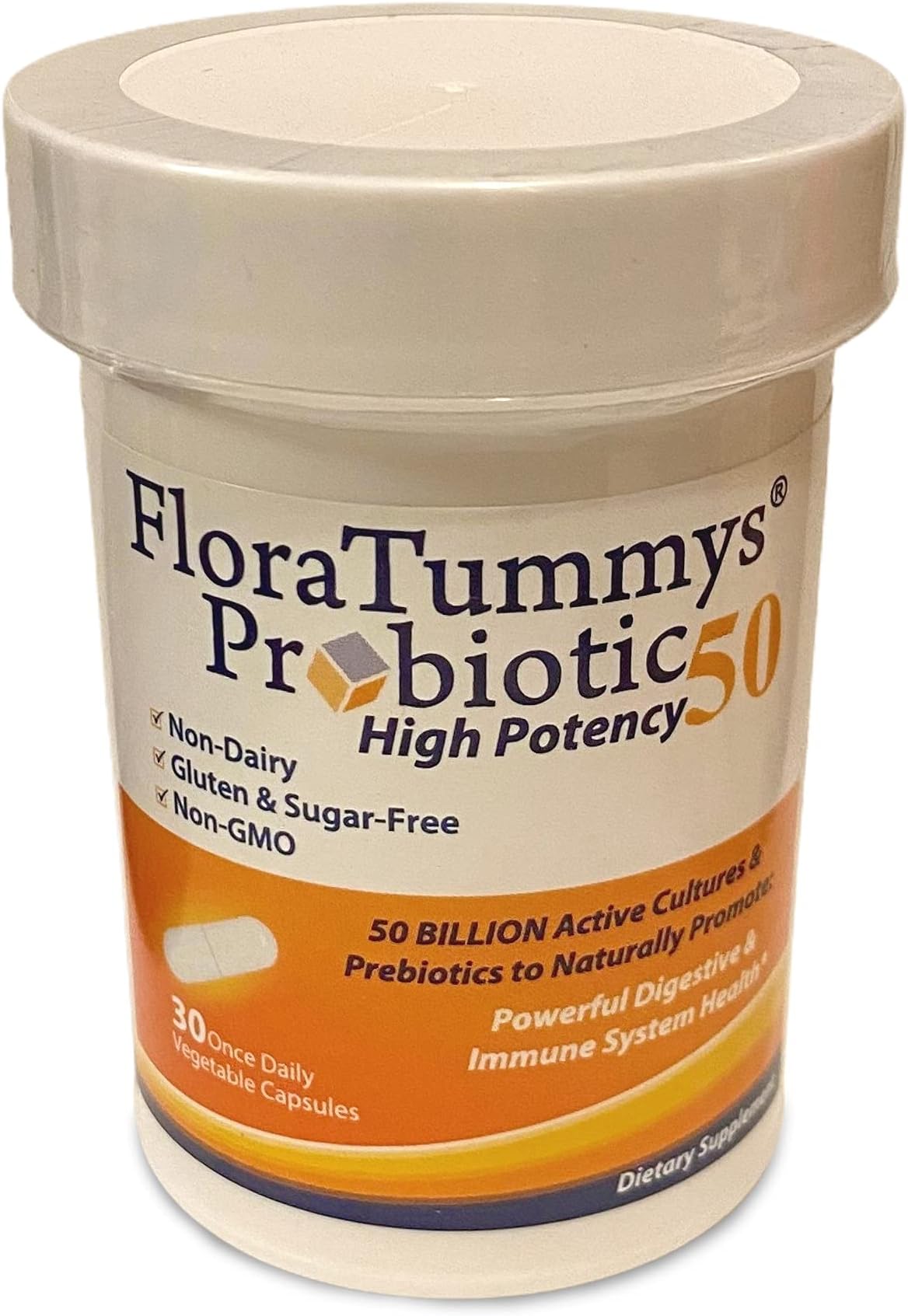 50 High Potency Probiotic, 50 Billion CFU with Prebiotics, Non-Dairy, Non-GMO, Gluten & Sugar-Free