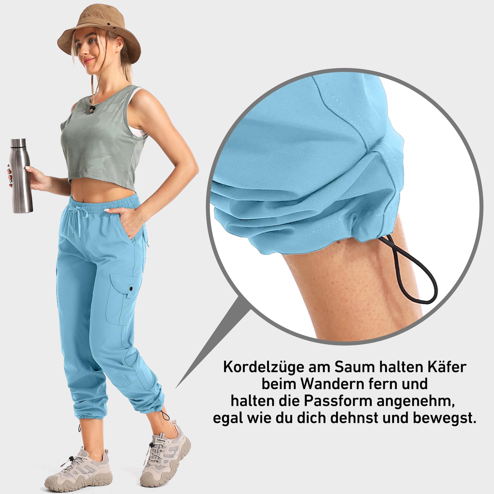 Pantalon Cargo Femme Randonnée Respirant Léger Séchage Rapide Trekking Golf Outdoor Anti-UV Chasse Fonctionnel