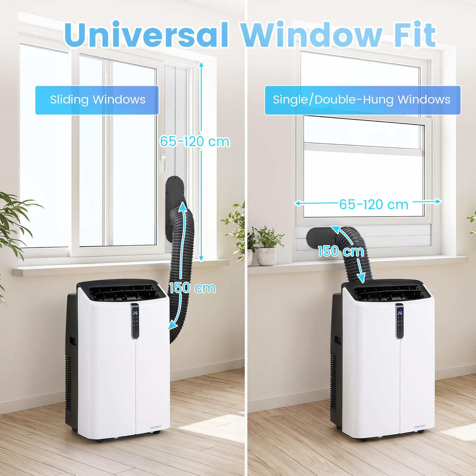 COSTWAY 12000 BTU Klimaanlage mobil mit Abluftschlauch & Fernbedienung/Wifi | Klimagerät mobil mit Kühlung, Heizung, Entfeuchtung, Ventilator & Schlafmodus, Air Conditioner leise, Kühlgerät 3,5kW