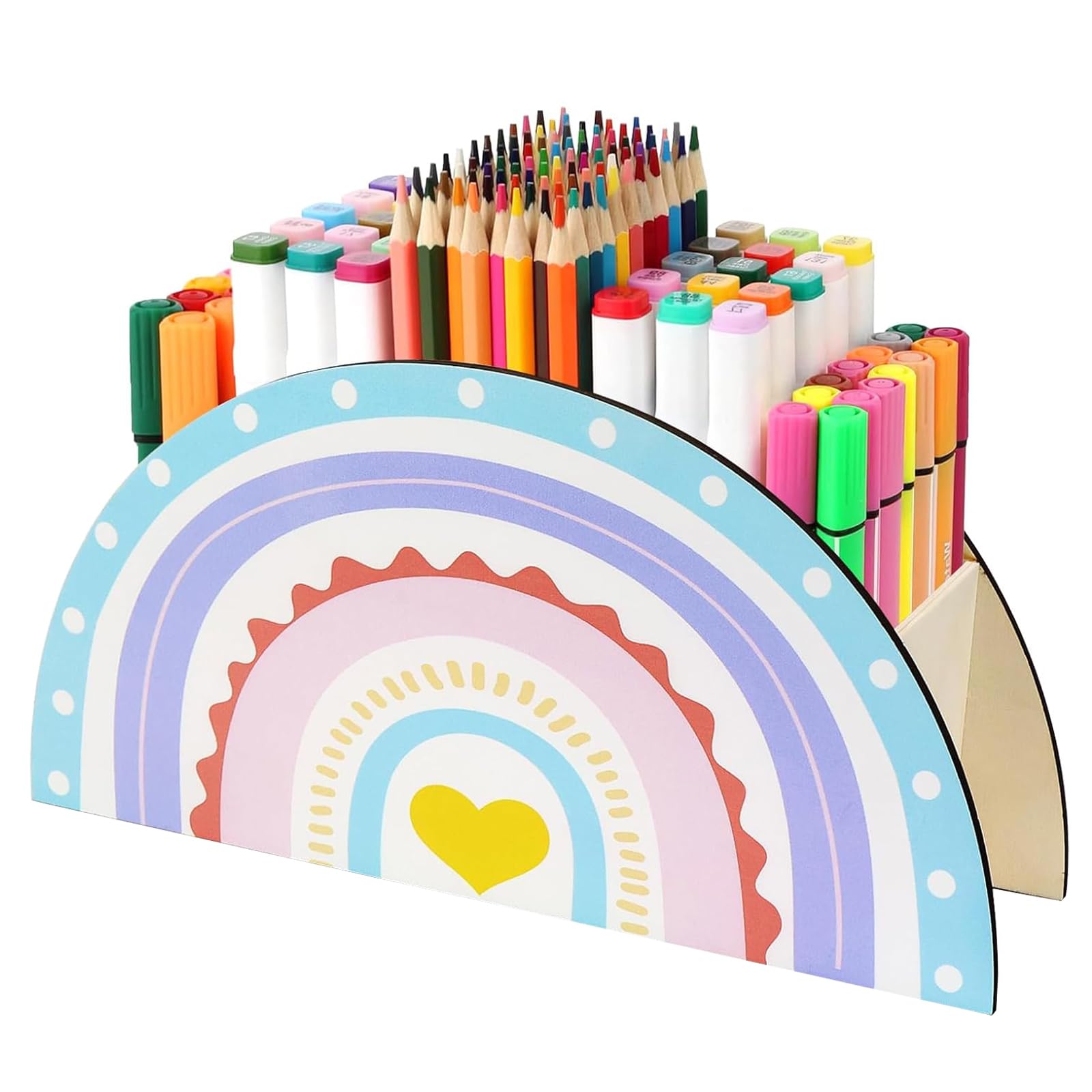 Portalápices de Madera Arcoíris,Lapiceros para Escritorio,Organizador de Escritorio Infantil,Tarro de Lápices Creativo,para Casa y Oficina,Almacenamiento de Papelería y Suministros de Oficinaor
