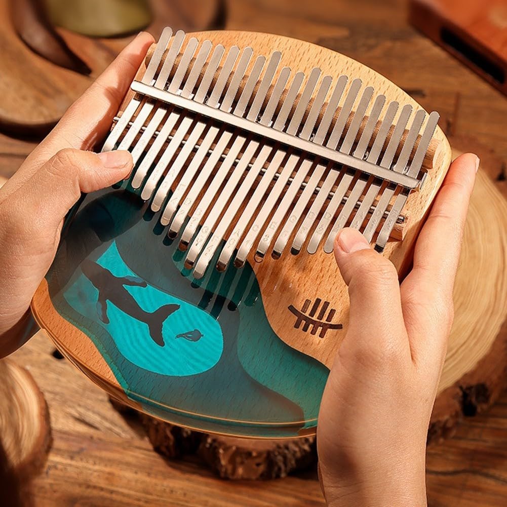 Kalimba-Instrumenten-Set aus Massivholz mit 21 Tasten, Stimmhammer und praktischer Aufbewahrungstasche