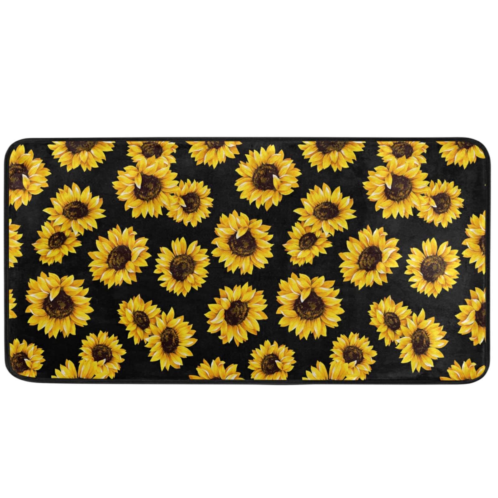 Naanle Watercolor Sunflower Kitchen Floor Mat Floral Sunflower Non Slip Absorbent Comfort Standing Mat Kitchen Runner Rug for Hallway Entryway Bathroom Living Room Bedroom 39 x 20 inches